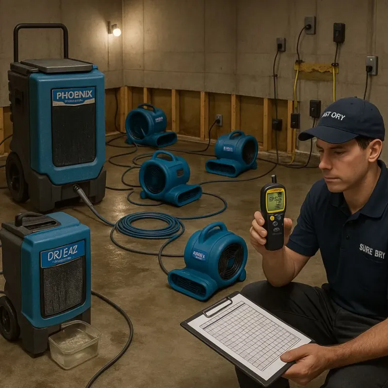 Structural Drying and Dehumidification process in Palmview, TX